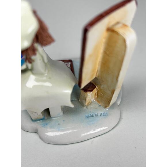 Vintage Zampiva Girl Painting Statue Made In Italy Canvas Pallette 3"x3" - Picture 3 of 8